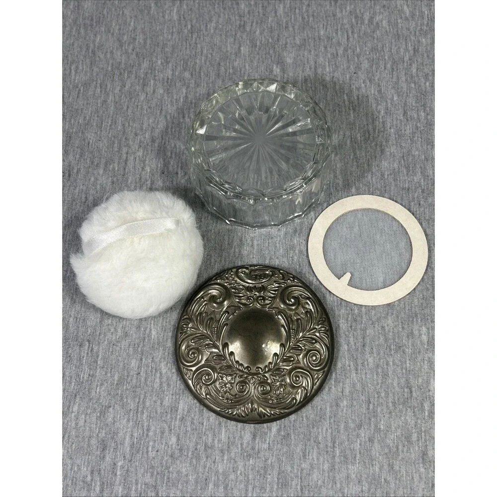 Vintage Ornate Victorian Silver Plate & Glass Vanity Powder Jar or Trinket Box - Picture 9 of 16